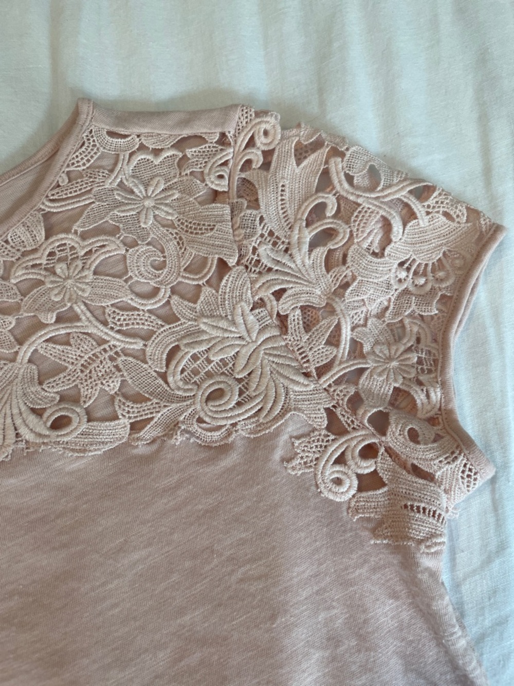 Sundance Blush Lace-Yoke Short Sleeve Tee - Picture 5 of 7